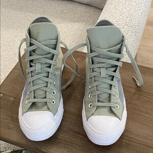 Converse Sage Green and Blue High-Top Sneakers